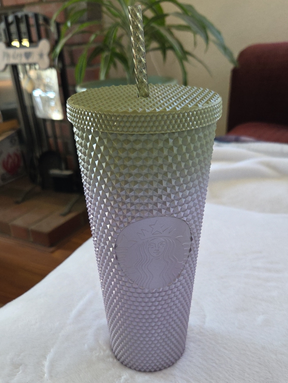NWT. Starbucks Pale Lavender Studded Cold Cup with Straw